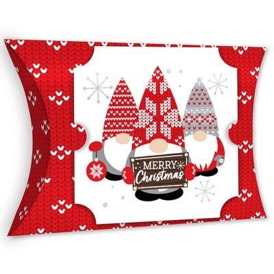 Big Dot of Happiness Christmas Gnomes - Favor Gift Boxes - Holiday Party Large Pillow Boxes - Set of 12