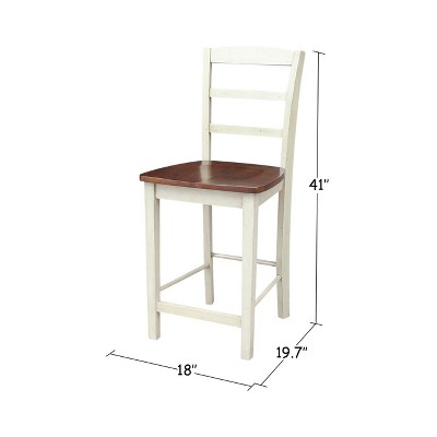 Antiqued Almond and Espresso Wood Counter Height Stool