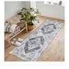Boho Washable Vintage Print Area Rug - Non-Slip Bordered Indoor Carpet Rug with Low Pile, Stain Resistant, Thin Soft Design for Living Room & Kitchen - 2 of 4