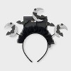 Halloween Glitter Moon and Bat Icon Tinsel Headband - Black/Silver - 3 of 4