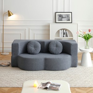 2-in-1 Foldable Sofa Sleeper, Twin Floor & Futon Couch with Foam Mattress, Convertible Loveseat for Home, Office, Apartment - 1 of 4