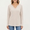 Anna-Kaci Women's Long Sleeve Waffle Knit Top with Notch V-Neckline and Relaxed Fit - 4 of 4