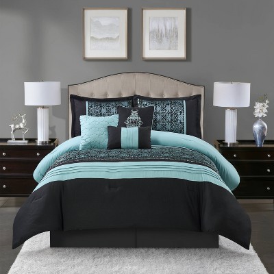 Nanshing 7pc California King Charley Comforter Set Aqua Blue
