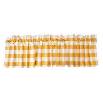 C&F Home Franklin Ochre Gingham Check Window Valance Curtain Set of 2
