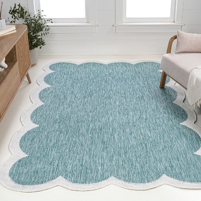 JONATHAN Y Alice Classic Cottage Two-Tone Scalloped Indoor/Outdoor Area Rug