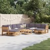vidaXL Patio Lounge Set with Cushions, 11-Piece Outdoor Furniture in Solid Acacia Wood, Modular Design, Dark Gray Cushions for Garden, Deck, Balcony - 2 of 4