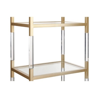 Gold and Clear Glass 5-Tier Shelving Unit with Acrylic Legs