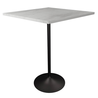 LeisureMod Verve 27" Sqaure Bar Height Dining Table - Modern Resin Top with Black Steel Pedestal Base Counter Height Table for Kitchen, Home, and Pub