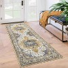 Washable Vintage Medallion Throw Rug, Low Pile Non-Slip Non-Shedding Soft Carpet for Living Room Dining Room Home Office - 2 of 4