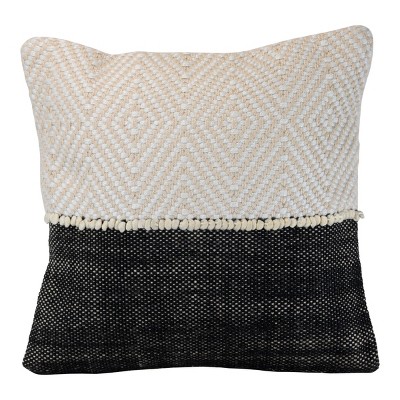 White Diamond Pattern Hand Woven 18x18 Cotton Decorative Throw Pillow With  Hand Tied Tassels - Foreside Home & Garden : Target