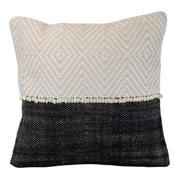Diamond Pattern Hand Woven 18x18" Outdoor Decorative Throw Pillow with Pulled Yarn Accents - Foreside Home & Garden