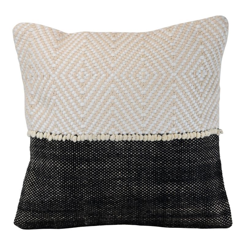 Diamond Pattern Hand Woven 18x18" Outdoor Decorative Throw Pillow with Pulled Yarn Accents - Foreside Home & Garden, 1 of 8