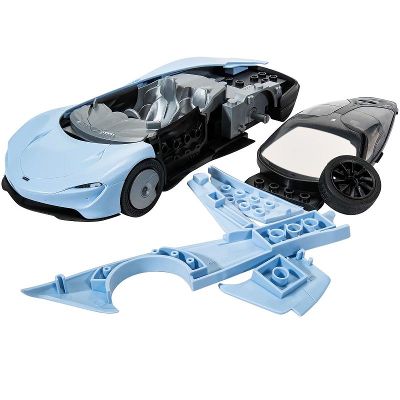 Skill 1 Model Kit McLaren Speedtail Light Blue with Black Top Snap Together Painted Plastic Model Car Kit by Airfix Quickbuild, 4 of 5