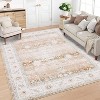 10'x13'Washable Runner Rug with Floral Pattern, Non-Slip Low Pile Carpet for Hallway Kitchen Laundry, Ultra Soft Foldable Indoor Mat,Brown - 2 of 4