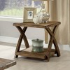 Transitional 3pc Table set Occasional Tables Living Room 1x Coffee Table And 2x End Tables Plank Style Top Antique Light Oak - 3 of 4