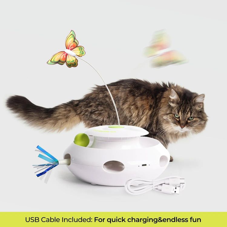 Allforpaws 3-In-1 Feline Ultimate Interactives Cat Toy with Butterfly Flutter Bug & Simulates Prey for Indoor Enrichment, Halloween Pet Toy, 4 of 13