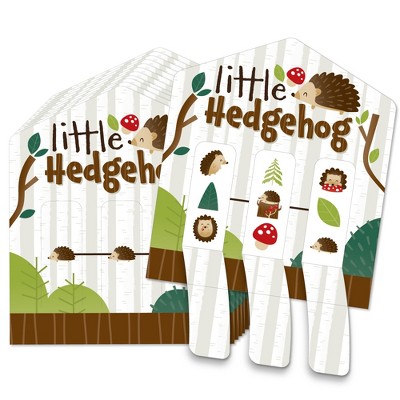 Big Dot of Happiness Forest Hedgehogs - Woodland Birthday Party or Baby Shower Game Pickle Cards - Pull Tabs 3-in-a-Row - Set of 12