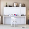 Full/Queen Size Murphy Bed Wall Bed with Hydraulic Lift and Desk Design, White/Gray-ModernLuxe - 2 of 4
