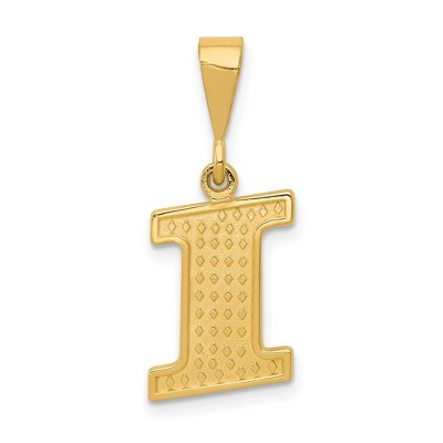 Black Bow Jewelry 14k Yellow Gold, Ashley Collection, Textured Initial I Pendant