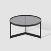Modern Minimalist Tray Top Round Glass Coffee Table Black - Saracina Home - 3 of 4