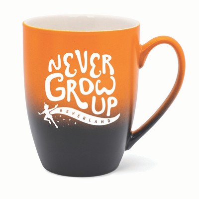 Elanze Designs Never Grow Up Neverland Two Toned Ombre Matte 10 ounce New Bone China Coffee Tea Cup Mug, Orange and Black