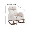 XIYUYEU Linen Upholstered Accent Chair with Wood Legs and Side Pocket,Modern Rocking Chairs with High Back for Bedroom,Reading Room - 3 of 4