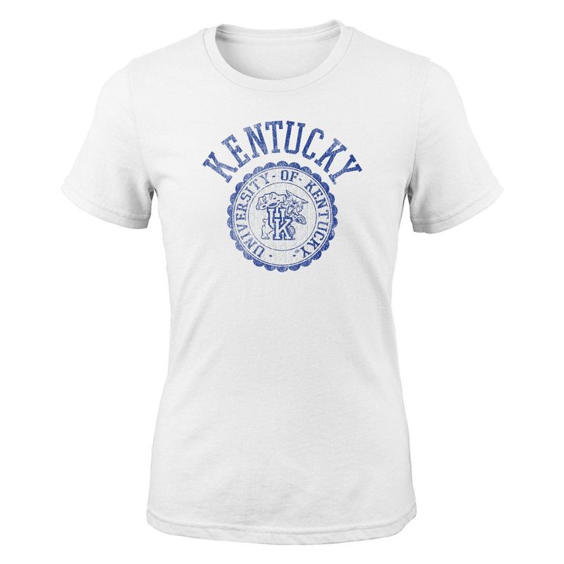 NCAA Kentucky Wildcats Girls&#39; White Crew Neck T-Shirt, 1 of 2
