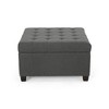 Ridstar 31 in. W Contemporary Square Storage Ottoman with Birch Legs For Entryway & Living Room-Dark Gray - 3 of 4