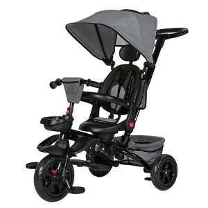Kinder King 7 in 1 Kids Baby Stroller Tricycle Folding Toddler Trike w/Adjustable Push Handle - 1 of 4