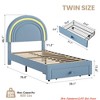 Twin Upholstered Bed Frame - w/ Storage Drawer and Rainbow Headboard, Berber Fleece Princess Platform Bed for Kids - 2 of 4