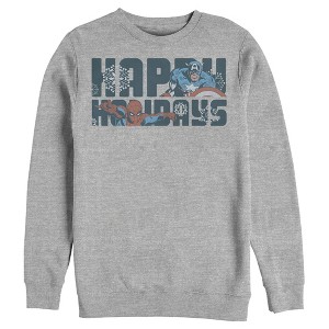 Men's Marvel Happy Holiday Heroes Sweatshirt - 1 of 3