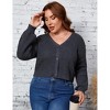 Clearlove Women's Plus Size Chunky Knit Open Front Sweater Long Sleeve Button Loose Short Cardigan Outerwear - 2 of 4