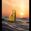 Men's Design By Humans Caution Wet Floor Floating In Ocean By Bomdesignz Tank Top - 2 of 2