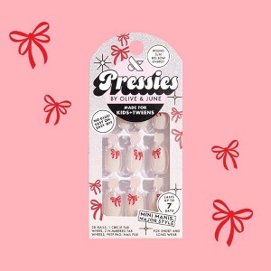 Olive & June Pressies Fake Nails - S Round - Big Bow Energy - 28ct - 1 of 4