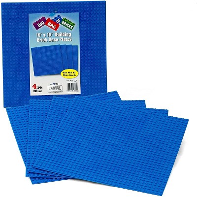 Big Bag of Bricks Large Blue Building Plates 10"x10", 4 Pack
