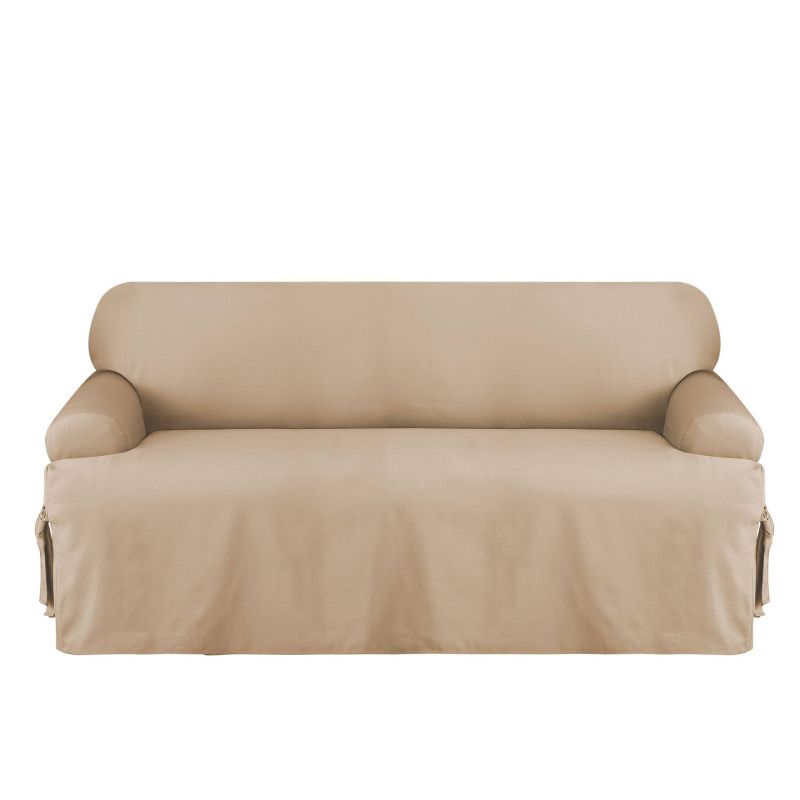 Duck T Cushion Sofa Slipcover Tan - Sure Fit, 2 of 5
