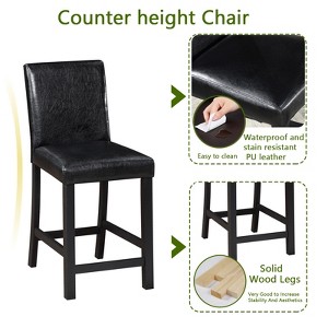 Gulches 5-Piece Counter Height Dining Set - Black Square Wooden Table with Crystal Decor & 4 Upholstered Chairs, 330LBS Capacity, Space-Saving - 1 of 4