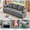 89 Inch 3-Seater Sofa with Cup Holders and Side Storage Pockets, Deep Seat Chenille Sofa, Modern Comfortable Upholstered Couch for Living Room - 4 of 4