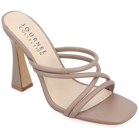 Taupe open 2025 toe heels