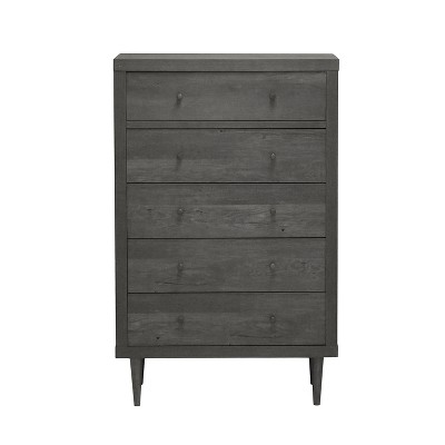 GDFStudio Farhart Mid Century Modern Faux Wood 5 Drawer Dresser