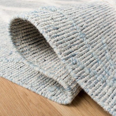 Vermont Blue and Ivory Hand-Knotted Wool Area Rug, 6' x 6'