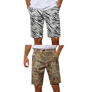 Lars Amadeus Men's Regular Fit Animal Printed Golf Shorts 2 Packs - 1 of 4