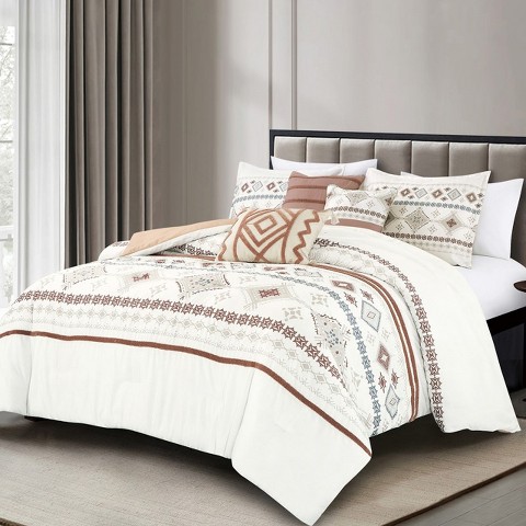 Home Mart Goods 6 Piece Soft Ivory Bohemian Comforter Bedding Set