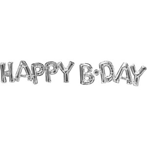 LOONBALLOON 56x10 Inch HAPPY BDAY Block Air-Fill Silver Phrase Balloon Kit – Birthday Balloons - 1 of 1