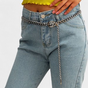 Anna-Kaci Women's Chain Belt with Buckle Detail and Long Drop Accent 41.5x0.6in - 1 of 4