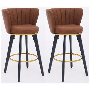 QingMoon 360° Swivel Bar Stools Set of 2, 26" Mid-Century Modern Barstools, Velvet Counter Height Chairs for Kitchen Island, Home Pub - 1 of 4