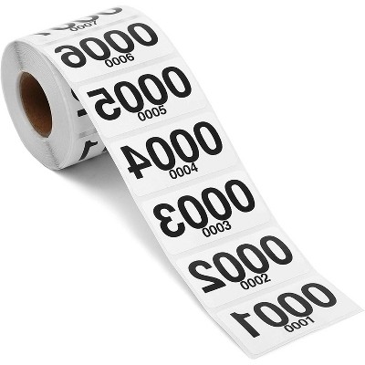 Reverse Number Stickers for Live Sale, Numbers 0001-0500 (2 x 1 In, 500 Pack)