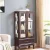 Vynxaria Lighted Curio Cabinet: Adjustable Glass Shelves, 2 Doors + 1 Drawer, Antique White Display/Wine Storage - 3 of 4