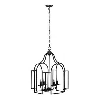 Malin Entry 4-Light Chandelier Antique Black - A&B Home: Wrought Iron, Corded, UL Listed, No Shade