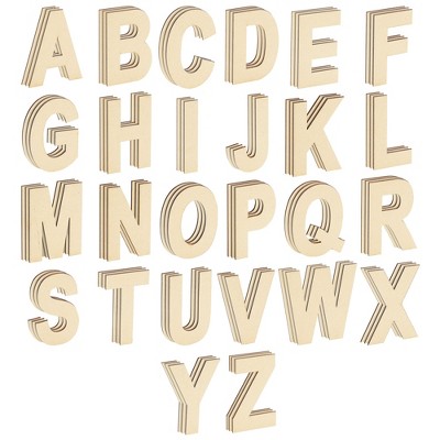 Bright Creations 83 Piece Wooden Letters for Crafts, 4-Inch Alphabet Cutouts for DIY Painting, Crafts, Wall Decorations